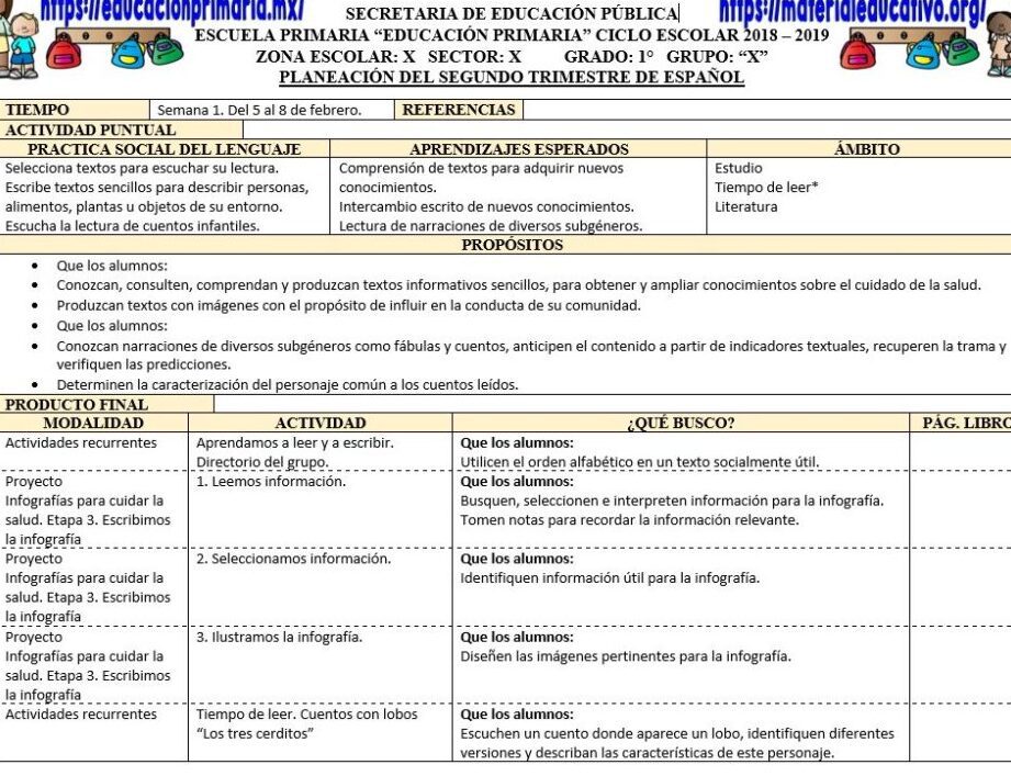 guia para planeacion didactica en preescolar 1er grado
