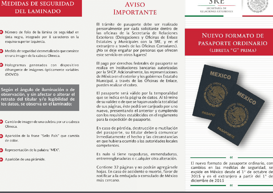 pasaporte mexicano con caracteristicas de seguridad